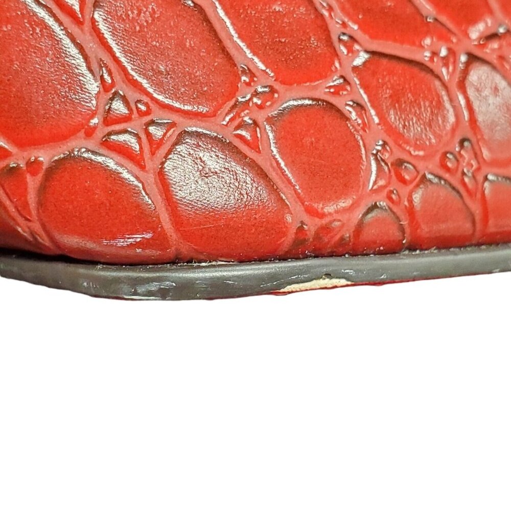 Anne Klein Red Croc Embossed Perfect Tote Red Bucket Shoulder Bag Gold-Tone Acce - Picture 4 of 16